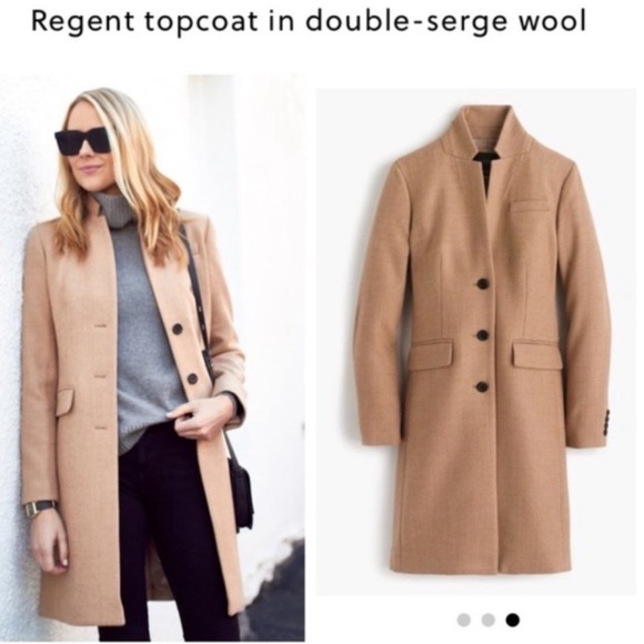 J.Crew Regent coat top- coat in double-serge wool camel tan - Picture 10 of 16